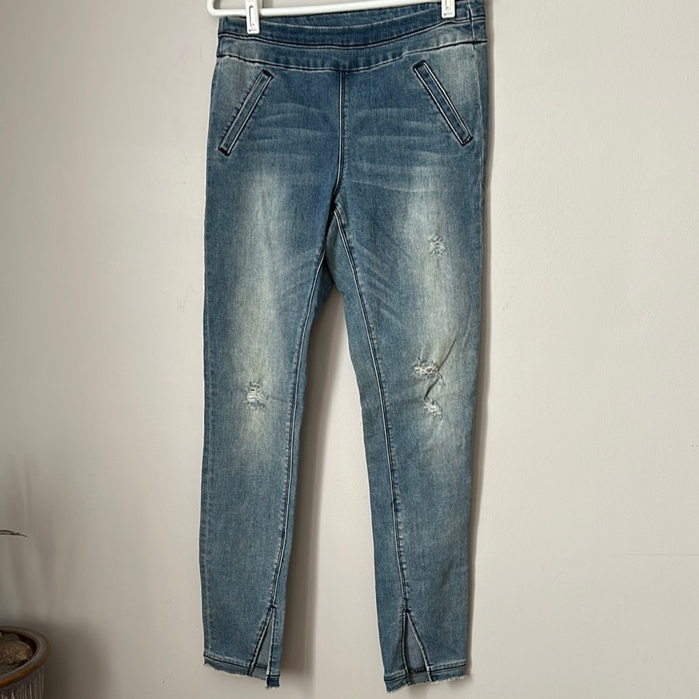 Tribal Jeans Size 6 Blue Audrey Mid-Rise Ankle Jegging Stretch Pull On